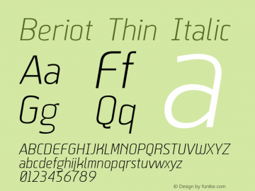 Beriot-ThinItalic Version 1.000;hotconv 1.0.109;makeotfexe 2.5.65596图片样张