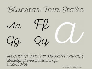 Bluestar-ThinItalic Version 1.000 | wf-rip DC20190515图片样张