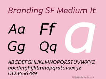 Branding SF Medium It Version 1.000;hotconv 1.0.109;makeotfexe 2.5.65596 Font Sample