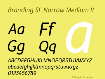 Branding SF Narrow Medium It Version 1.000;hotconv 1.0.109;makeotfexe 2.5.65596 Font Sample