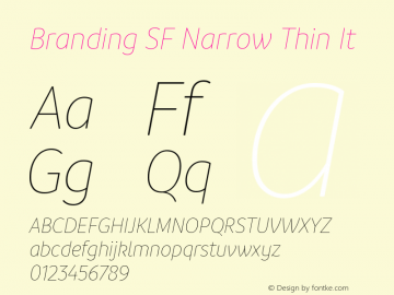 Branding SF Narrow Thin It Version 1.000;hotconv 1.0.109;makeotfexe 2.5.65596 Font Sample