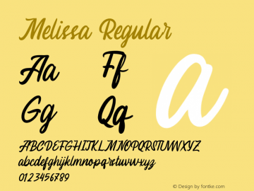 Melissa Version 1.00;October 20, 2020;FontCreator 13.0.0.2683 64-bit图片样张