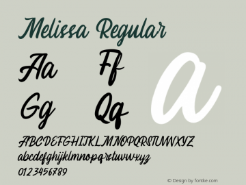 Melissa Version 1.00;October 20, 2020;FontCreator 13.0.0.2683 64-bit图片样张