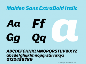 MaldenSans-ExtraBoldItalic Version 1.00图片样张