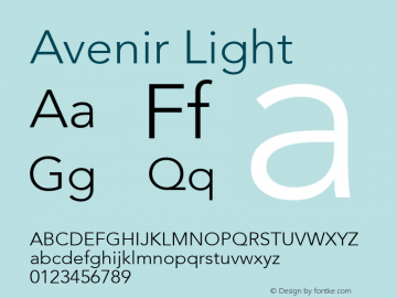 Avenir Light 13.0d3e1 Font Sample