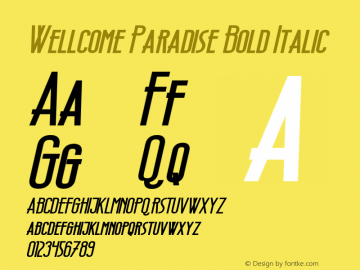 Wellcome Paradise Bold Italic Version 1.00;October 24, 2020;FontCreator 13.0.0.2683 64-bit Font Sample