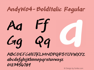 Andy W04 Bold Italic Version 1.00 Font Sample