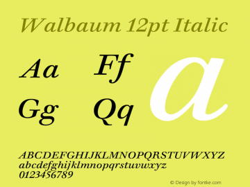 Walbaum12pt-Italic Version 1.01 Font Sample