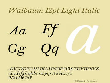 Walbaum12pt-LightItalic Version 1.01 Font Sample