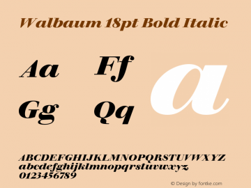 Walbaum18pt-BoldItalic Version 1.01 Font Sample