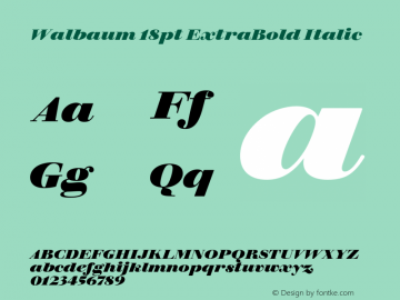 Walbaum18pt-ExtraBoldItalic Version 1.01 Font Sample