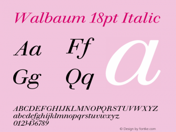 Walbaum18pt-Italic Version 1.01 Font Sample