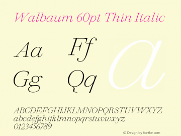 Walbaum60pt-ThinItalic Version 1.01 Font Sample