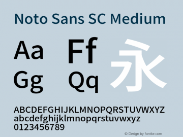 Noto Sans SC Medium  Font Sample