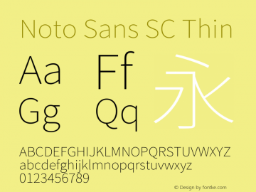 Noto Sans SC Thin 图片样张