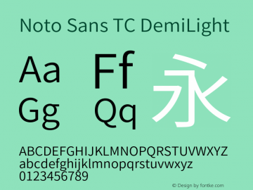 Noto Sans TC DemiLight  Font Sample