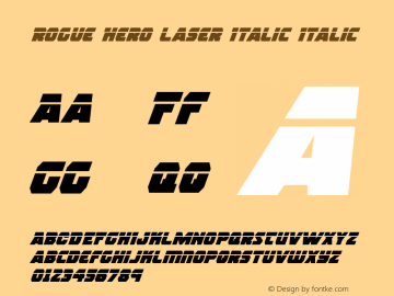 Rogue Hero Laser Italic Italic Version 2.0; 2015 Font Sample