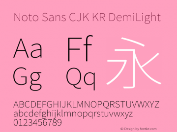 Noto Sans CJK KR DemiLight  Font Sample