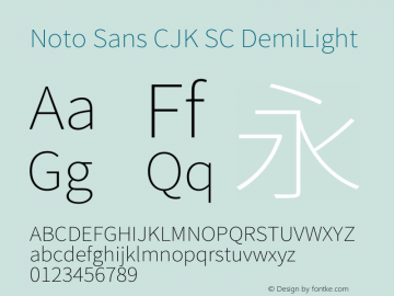 Noto Sans CJK SC DemiLight  Font Sample