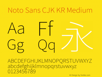 Noto Sans CJK KR Medium  Font Sample