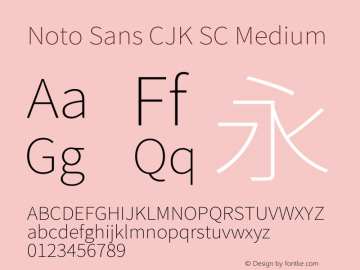 Noto Sans CJK SC Medium  Font Sample