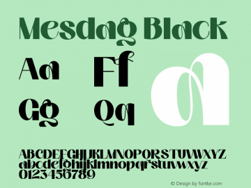 Mesdag Black Version 1.000 Font Sample