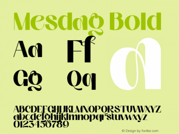 Mesdag Bold Version 1.000 Font Sample