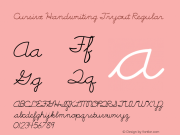 Cursive Handwriting Tryout Regular Match Software Font  8/10/01 Font Sample