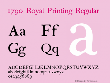 1790 Royal Printing W05 Normal Version 1.00 Font Sample