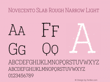 Novecento Slab Rough Narrow Light Version 1.001;hotconv 1.0.109;makeotfexe 2.5.65596图片样张