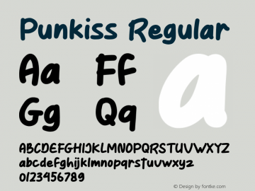 Punkiss Version 1.00;September 11, 2020;FontCreator 13.0.0.2683 64-bit图片样张