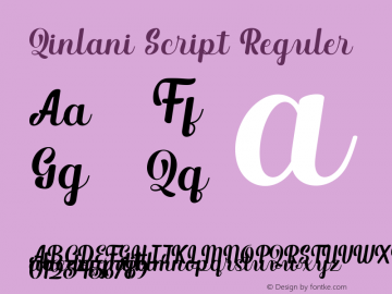 Qinlani Script Reguler Version 1.00;October 31, 2020;FontCreator 13.0.0.2683 64-bit图片样张