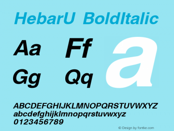 HebarU BoldItalic Macromedia Fontographer 4.1.2 14/07/1997图片样张