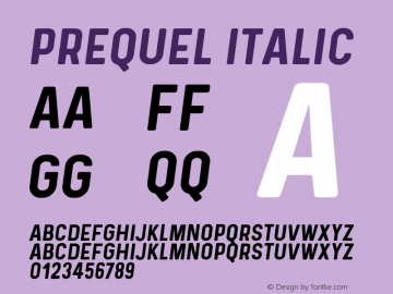 Prequel italic Version 1.000 Font Sample