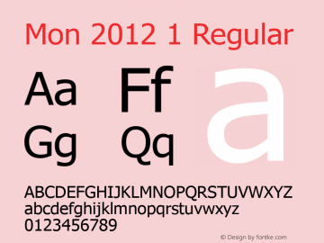 Mon 2012 1 Version 3.15 September 16, 2012 Font Sample