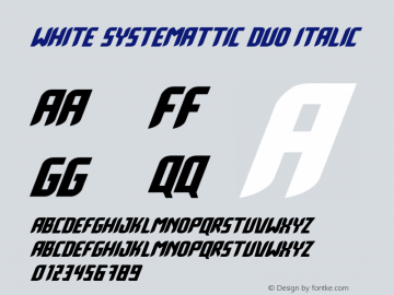 White Systemattic Duo Italic Version 1.00;August 25, 2020;FontCreator 12.0.0.2563 64-bit图片样张