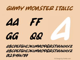 Gumy Monster Italic Version 1.00;August 25, 2020;FontCreator 12.0.0.2563 64-bit图片样张