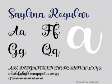 Saylina Version 1.00;September 2, 2020;FontCreator 12.0.0.2525 64-bit Font Sample