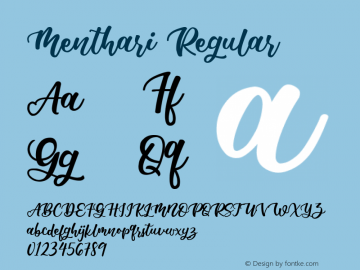 Menthari Version 1.00;September 2, 2020;FontCreator 11.5.0.2427 32-bit Font Sample