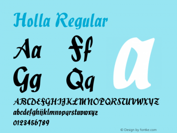 Holla Regular Version 1.3; 2001 Font Sample