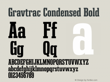 GravtracCdRg-Bold Version 1.000 Font Sample