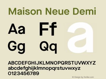 MaisonNeue-Demi Version 3.001 | wf-rip DC20190415 Font Sample