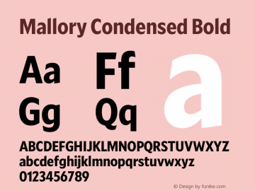 Mallory Cond Bold Version 2.000;PS 2.000;hotconv 16.6.51;makeotf.lib2.5.65220 Font Sample