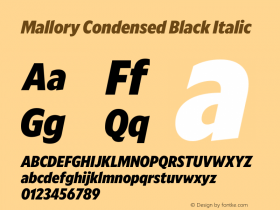 Mallory Cond Black Italic Version 2.000;PS 2.000;hotconv 16.6.51;makeotf.lib2.5.65220 Font Sample