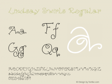 Lindsay Swirls Regular Macromedia Fontographer 4.1.5 12/22/99 Font Sample