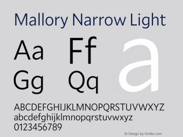 Mallory Nrrw Light Version 2.000;PS 2.000;hotconv 16.6.51;makeotf.lib2.5.65220图片样张