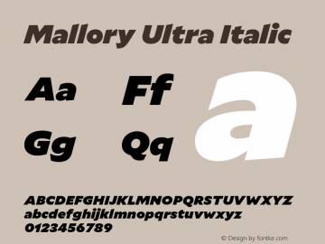 Mallory Ultra Italic Version 2.000;PS 2.000;hotconv 16.6.51;makeotf.lib2.5.65220 Font Sample