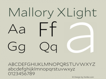 Mallory XLight Version 2.000;PS 2.000;hotconv 16.6.51;makeotf.lib2.5.65220 Font Sample