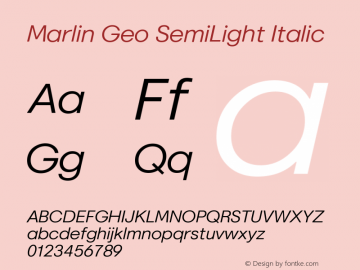 MarlinGeo-SemiLightItalic Version 1.000图片样张