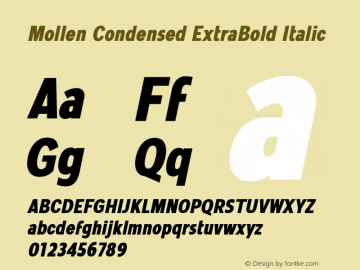 MollenCondensed-ExtraBoldItalic Version 1.000 Font Sample